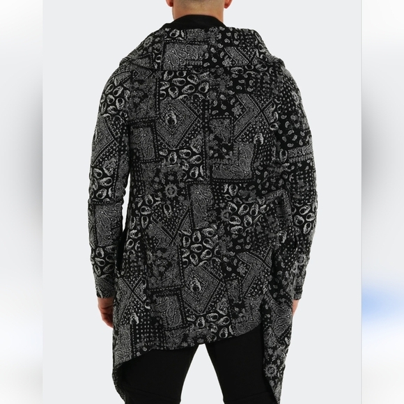 Maceoo Men's Skull Sportcoat Open Front Double Layered Hooded Cardigan - Size M* - Picture 3 of 16